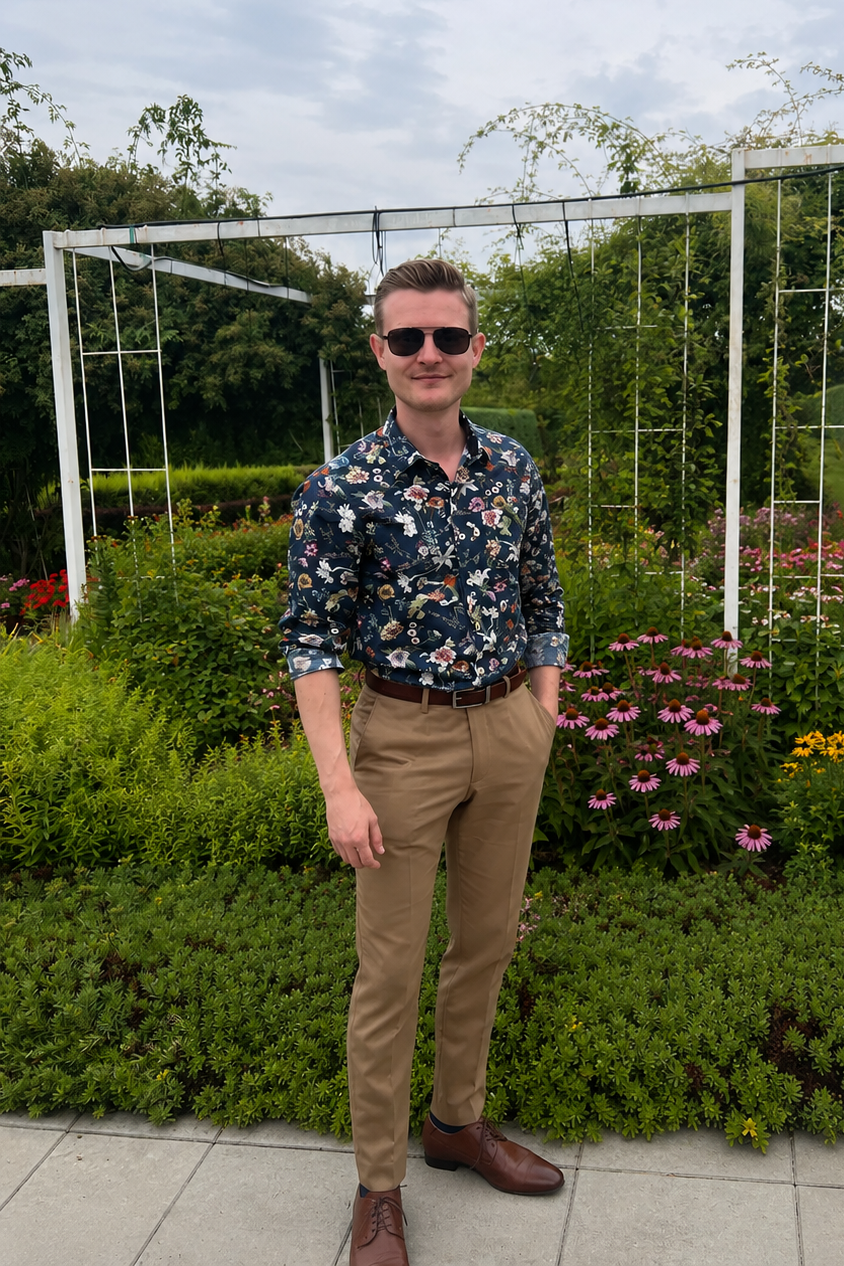 Vojtěch Skala in a garden