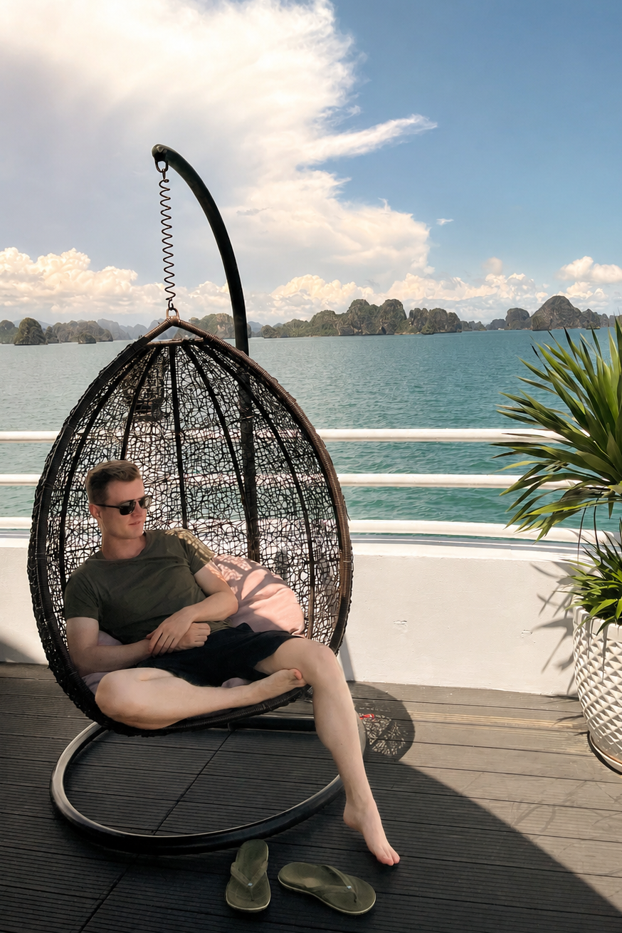 Vojtěch Skala relaxing by the sea